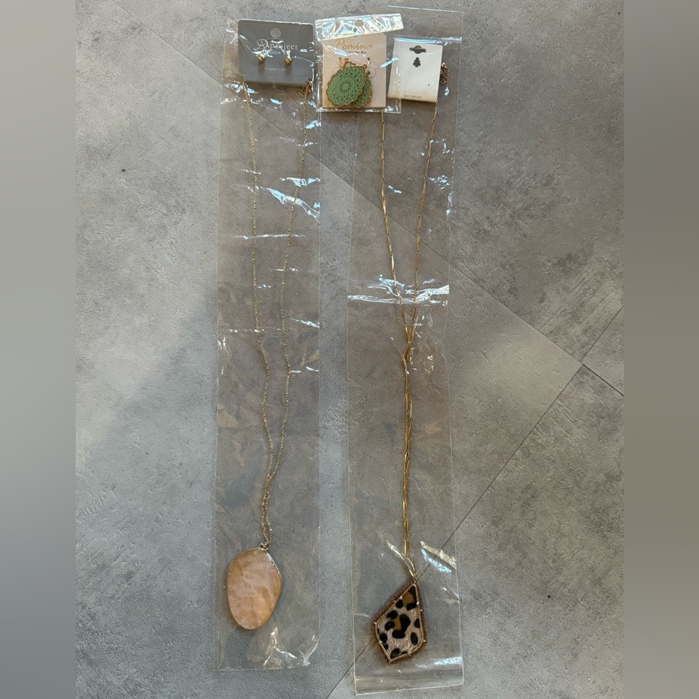 Gold and Stone Pendant Necklaces